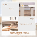 Tavolo da Pranzo Pieghevole  6 Persone 180x85x75 cm in Truciolato e Acciaio Bianco