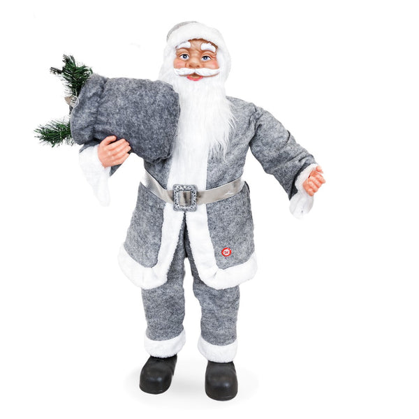 acquista Weihnachtsmannpuppe H90 cm mit Lichtern und Geräuschen Grau