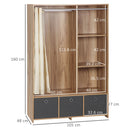 Armadio Guardaroba con Appendiabiti 105x48x160 cm 3 Cassetti in Poliestere e 3 Ripiani in Truciolato  color Legno