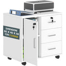 Cassettiera Mobile Ufficio Porta Stampante Salvaspazio 60x40x56 cm con Ruote Rivestimento in Melamina Bianco      