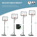 Canestro Basket da Esterno Altezza Regolabile 302-352 cm in Acciaio con Ruote Nero
