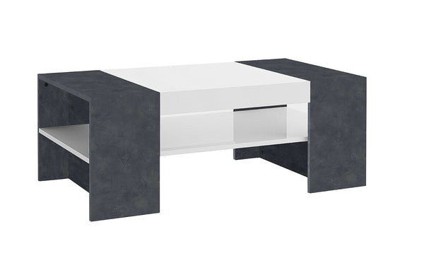 acquista Tavolino da Caffè 110x60x40 cm Cherry Bianco Lucido e Ardesia