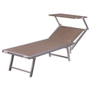 Lettino Mare con Parasole Richiudibile 181x71,5x38,5 cm in Alluminio PVC e Poliestere Sabbia Riccione      