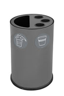 Pattumiera a Bidone per Raccolta Differenziata Ø45x72 cm 3 Scomparti Tubolari e 1 Scomparto da 50 L in Acciaio Verniciato Grigio 