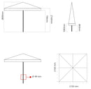 Ombrellone da Giardino 2,2x2,2 m Palo Ø48 mm in Legno Telo in Acrilico Ecrù