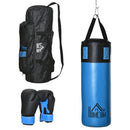 Set Sacco da Boxe da Appendere Sacco per Pugilato a 3 Strati Guantoni e Borsa di Trasporto Blu   