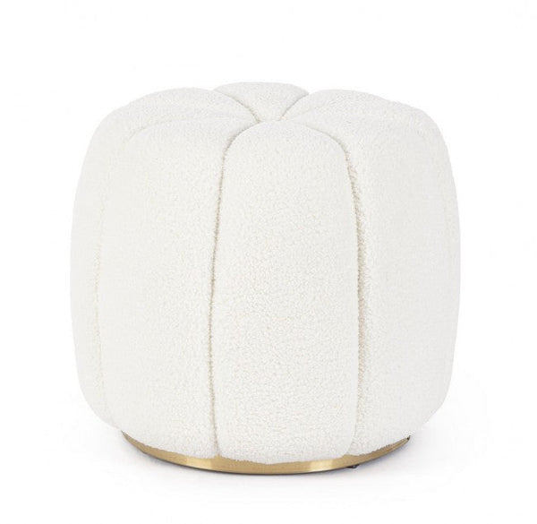 Pouf Ø 44x39 cm Florel in Tessuto Bianco