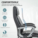 Sedia da Ufficio Massaggiante a 6 Punti e Inclinabile 66x72x113-121 cm in pelle PU Grigio Carbone   
