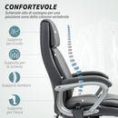 Sedia da Ufficio Massaggiante a 6 Punti e Inclinabile 66x72x113-121 cm in pelle PU Grigio Carbone   