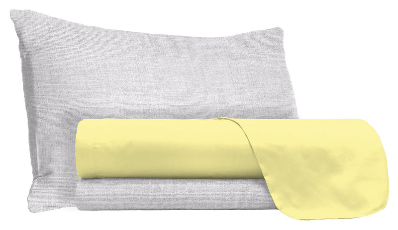 Set Lenzuola Sopra Sotto e Federe in Cotone Giallo Varie Misure