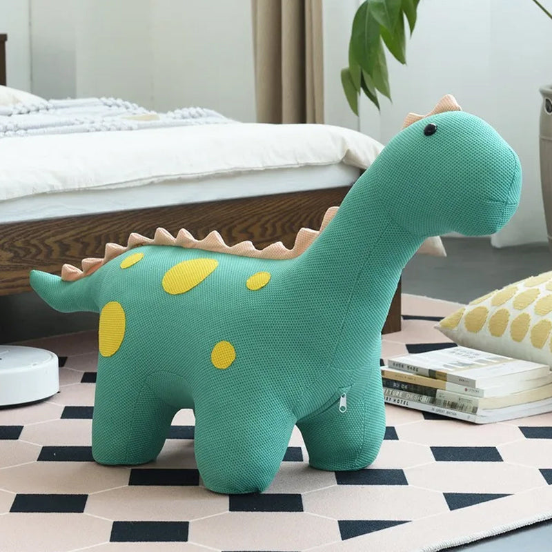 Sedia Poltrona per Bambini a Forma di Dinosauro 90x30x50 cm con Seduta Morbida Verde Chiaro