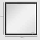 Specchio da Parete Rettangolare 50x50 cm con Ganci in Vetro e MDF Nero      