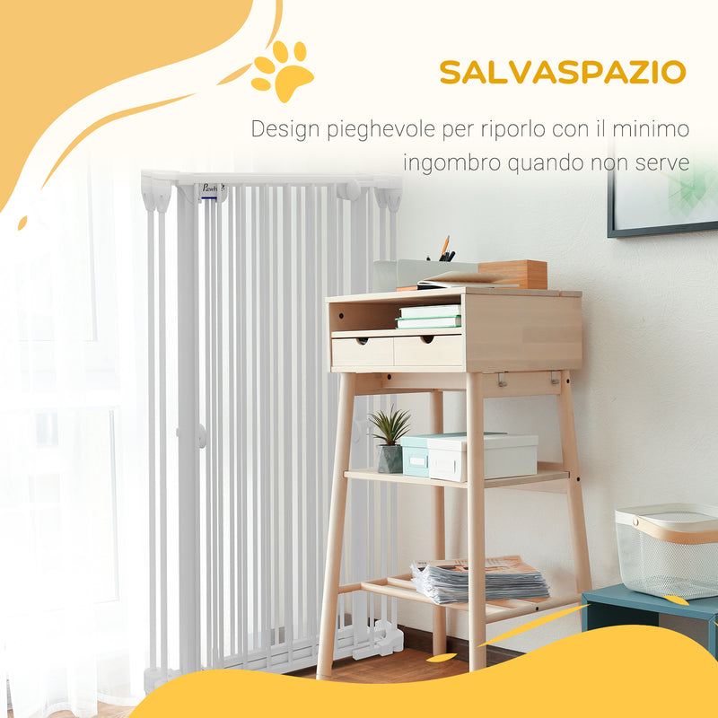 Cancelletto per Cani a 3 Pannelli Pieghevoli 206x120 cm Doppio Blocco in Acciaio e Plastica Bianco  