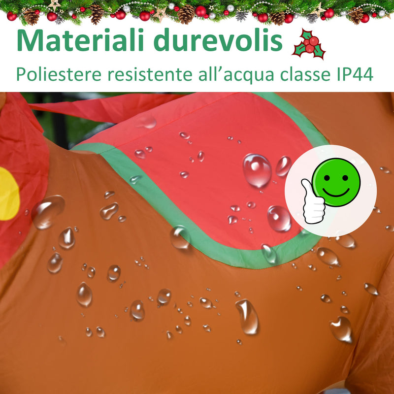 Babbo Natale Gonfiabile 310x78x148 cm con Luci LED Slitta e Renna per Esterno 