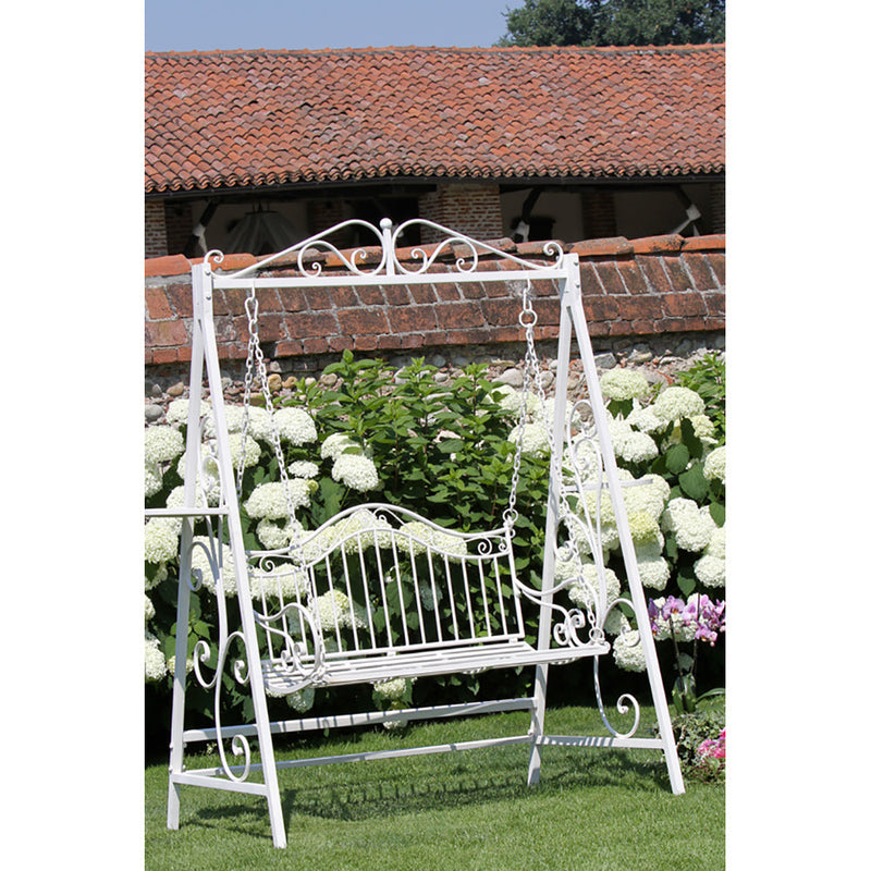 Dondolo da Giardino in Metallo 146x95x207cm Viareggio Bianco