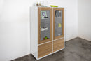 Mobile Vetrina 4 Ante 100,1x41,4x146 cm Bloom Bianco Lucido e Noce