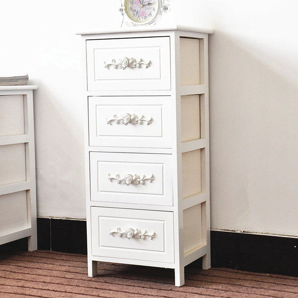 online Kommode mit 4 Schubladen aus Massivholz 36x29x81 cm Fumer Camilla Bianca