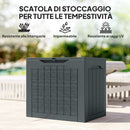 Baule da Giardino 56x41x50 cm con Maniglie Contenitore Porta Attrezzi Impermeabile in PP Grigio Scuro      