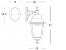 Lampada Applique in Basso Colore Nero per Esterno Linea Mini Quadrata Sovil