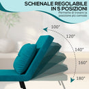 Poltrona Letto Singolo Reclinabile con Cuscino Sfoderabile in Tessuto Effetto Lino Blu Scuro  