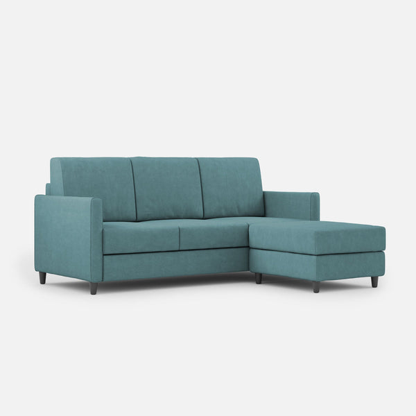 Divano 3 Posti con Pouf 198x155x85 cm Karay in Tessuto Petrolio acquista