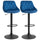 Set mit 2 Barhockern 51,5 x 48 x 83-104 cm in Stoff mit blauem Samteffekt