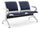 Panca per Sala Attesa 2 Posti da Ufficio con Cuscino in Acciaio e Similpelle Argento/Blu Navy