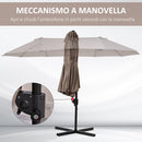 Ombrellone da Giardino 270x460x250 cm  Begsun Marrone
