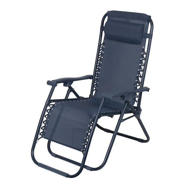 Sedia Sdraio Reclinabile e Richiudibile Rio 65x90x108 cm con Poggiatesta in Poliestere con Struttura in Acciaio Blu Mélange online