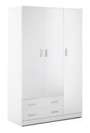 Armadio 3 Ante 2 Cassetti 115x182x52 cm Bianco Lisco