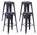 Set 4 Sgabelli da Bar Alto in Metallo Victoria Nero