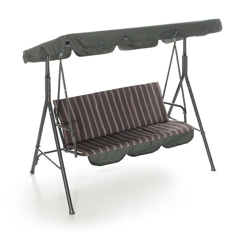 Dondolo Hawaii 165x125x184 cm struttura acciaio verniciato cuscini in poliestere Marrone