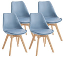 Set 4 Sedie 52x48,5x82 cm in Similpelle e Legno di Faggio Tommy Blu