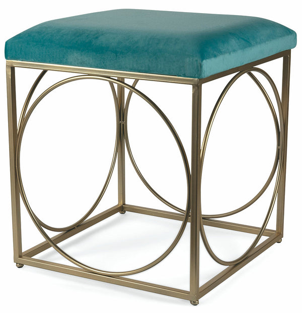 online Quadratischer Hocker 40x40x46 cm in Soriani-Samt in Eisen und Tiffanygrün