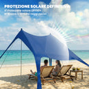 Tenda Spiaggia 2-4 Persone Tappetino Pala Protezione Solare UPF50+ Blu      