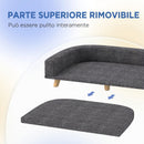 Divano per Cani Taglia Grande 98x67x25 cm con Cuscino Sfoderabile in Poliestere e Legno Grigio Scuro      