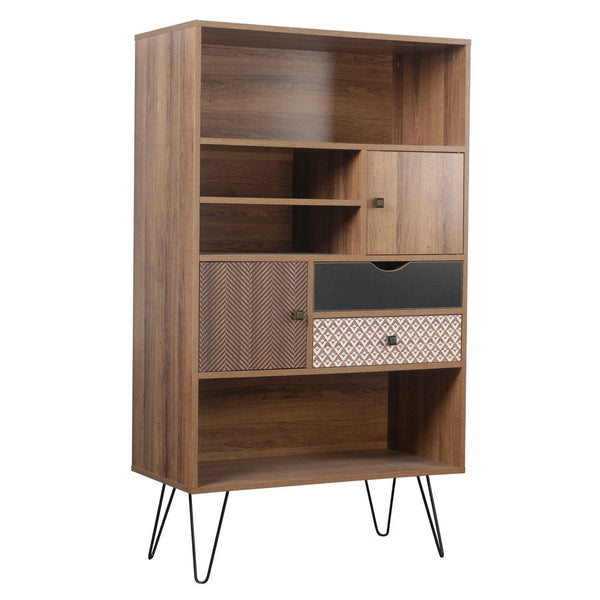online Libreria Mobiletto 2 Ante e 2 Cassetti 4 Ripiani 80x39x139,5 cm in Legno MDF Naturale