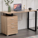 Scrivania con Cassettiera 120x50x75 cm in MDF e Acciaio Quercia Chiaro e Nero   