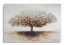 Dipinto su Tela Albero Alluminium 120x3,8x80 cm in Legno di Pino Metallo e Canvas
