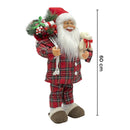 Babbo Natale Pigiama Rosso Scozzese H60 cm con Mini Lucciole e Suoni
