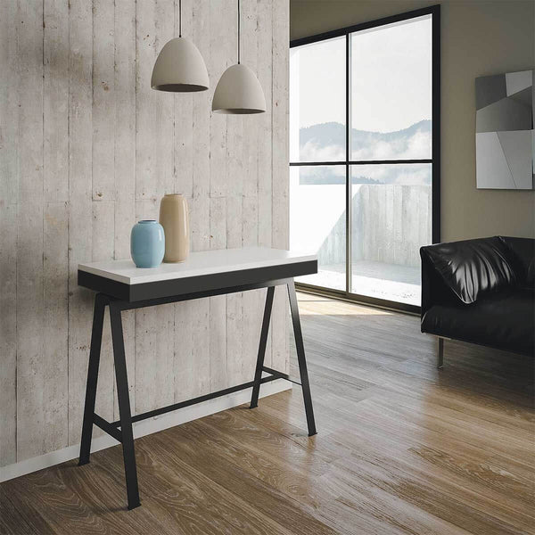 Ausziehbare Konsole aus Holz und Eisen H77x40x90 / 300cm Itamoby Banco Evolution Classic White Ash acquista