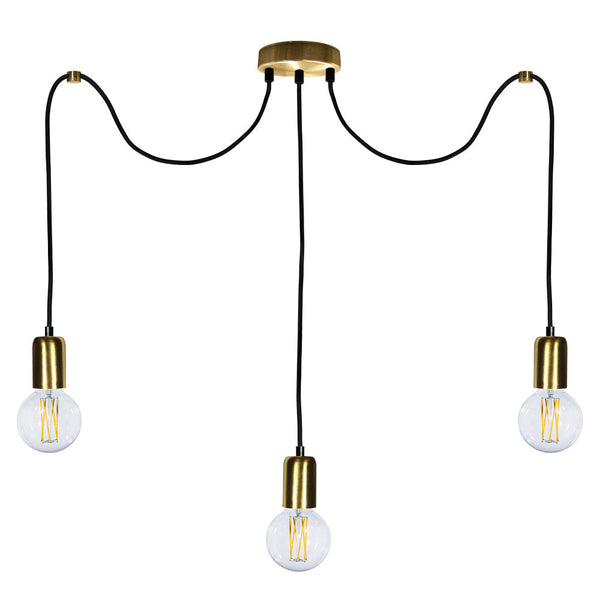 Aufhängung 3xE27 3Mt Satin Gold Frame E-Energy Elaide acquista