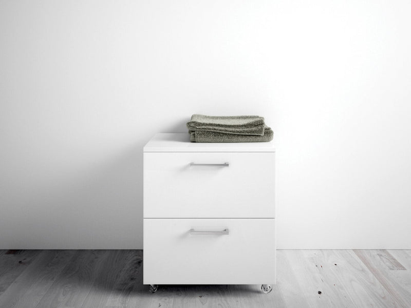 Mobile Cassettiera 2 Cassetti Soft Close in Legno in Melaminico 50x38x57cm TFT Samoa Bianco