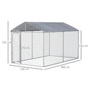 Recinto per Animali Domestici Cani Cuccioli 400x230x232 cm in Metallo Galvanizzato Argento