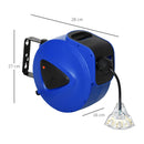 Avvolgicavo Elettrico Automatico da Parete 10m 3 Attacchi  Blu
