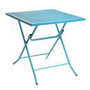 Tavolino Pieghevole da Giardino in Acciaio 70x70x71cm Quadro Blu