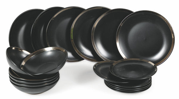 Tafelservice aus Steinzeug 18-teilig Villa d'Este Home Tivoli Naima Schwarz / Bronze sconto