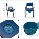 Sedia Wc per Anziani e Disabili 57x49x84-99,5 cm con Vaso Rimovibile e Cuscini Blu      