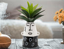 Vaso Thinking Face 16,2x13,3x21 cm in Porcellana Bianco e Nero