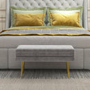 Panca Fondo Letto con Spazio Portaoggetti 79.5x37.5x43 cm in Acciaio e Poliestere Grigia